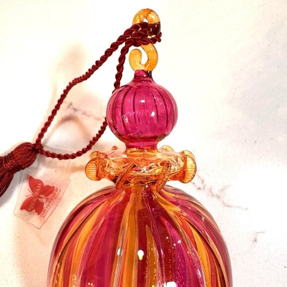 MARQUIS WATERFORD Crystal Ornament Venetian Arancia Spire 2003 Pink Orange 7” - Picture 3 of 8